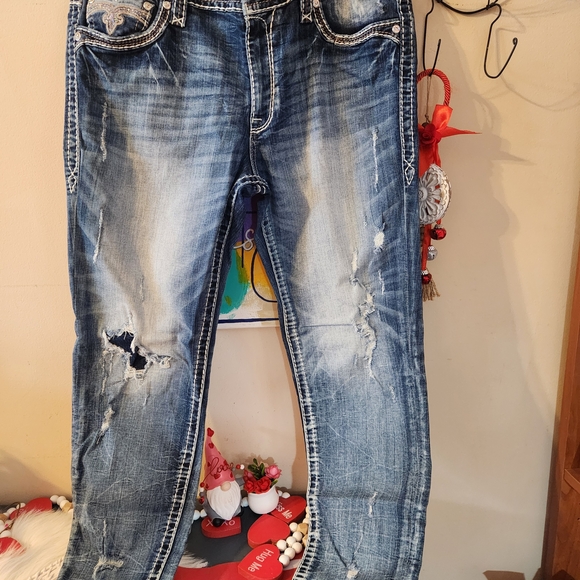 Rock Revival Distressed Blue Bootcut Jeans